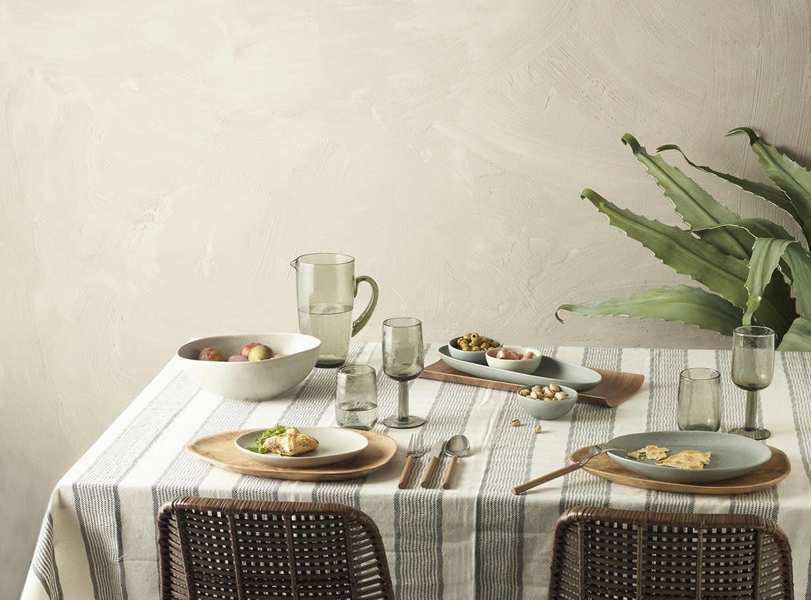 TIZIA - Nappe en coton bleu foncé