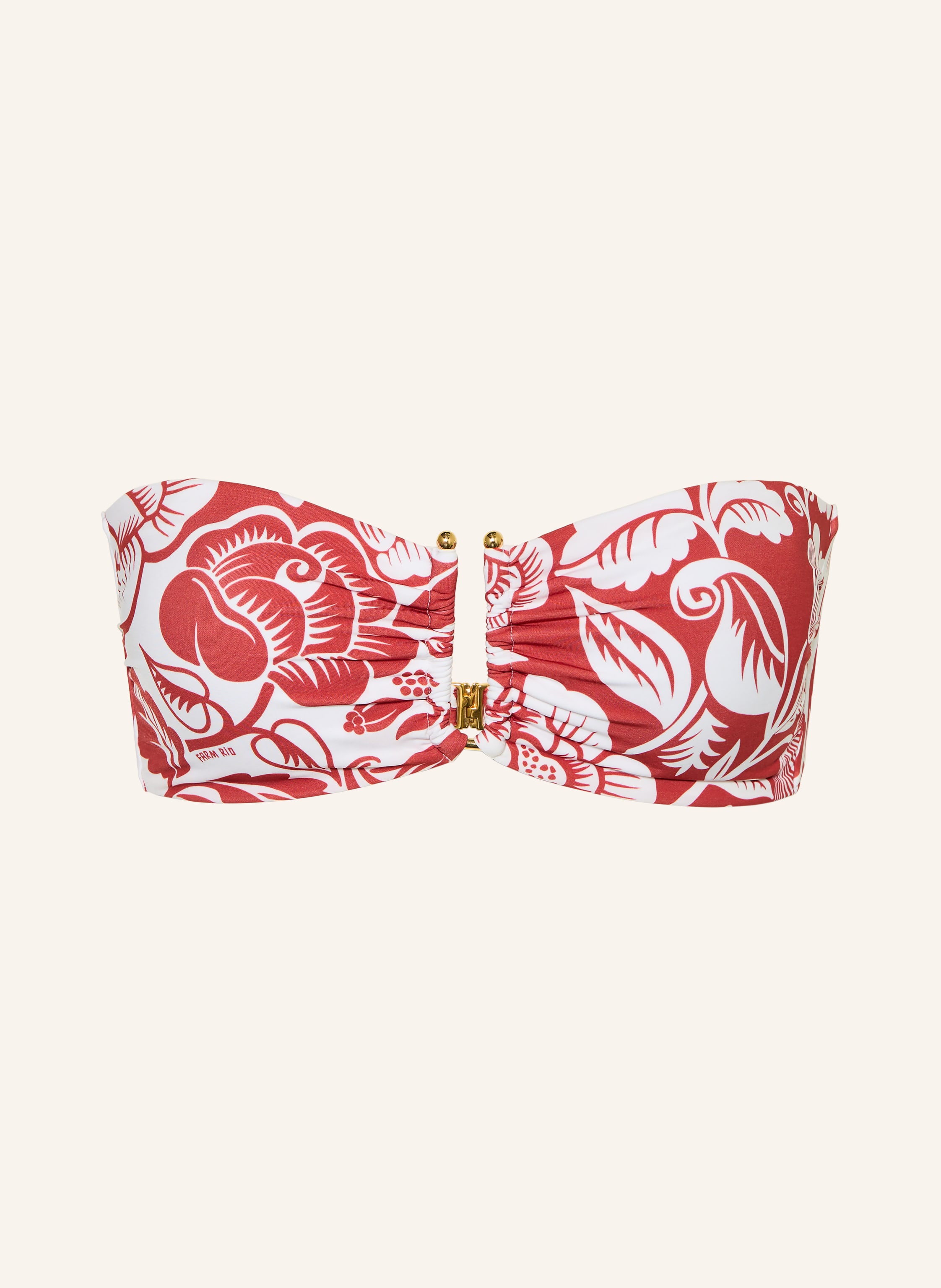 FARM RIO Bandeau-Bikini-Top CASHEW AND BIRDS