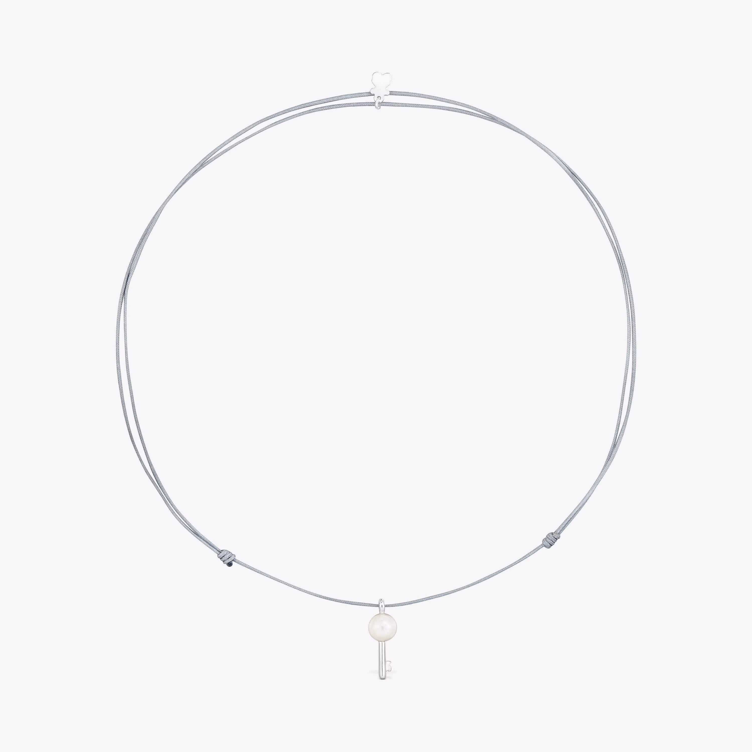 Collar de plata, nylon gris y perla cultivada TOUS Unlock