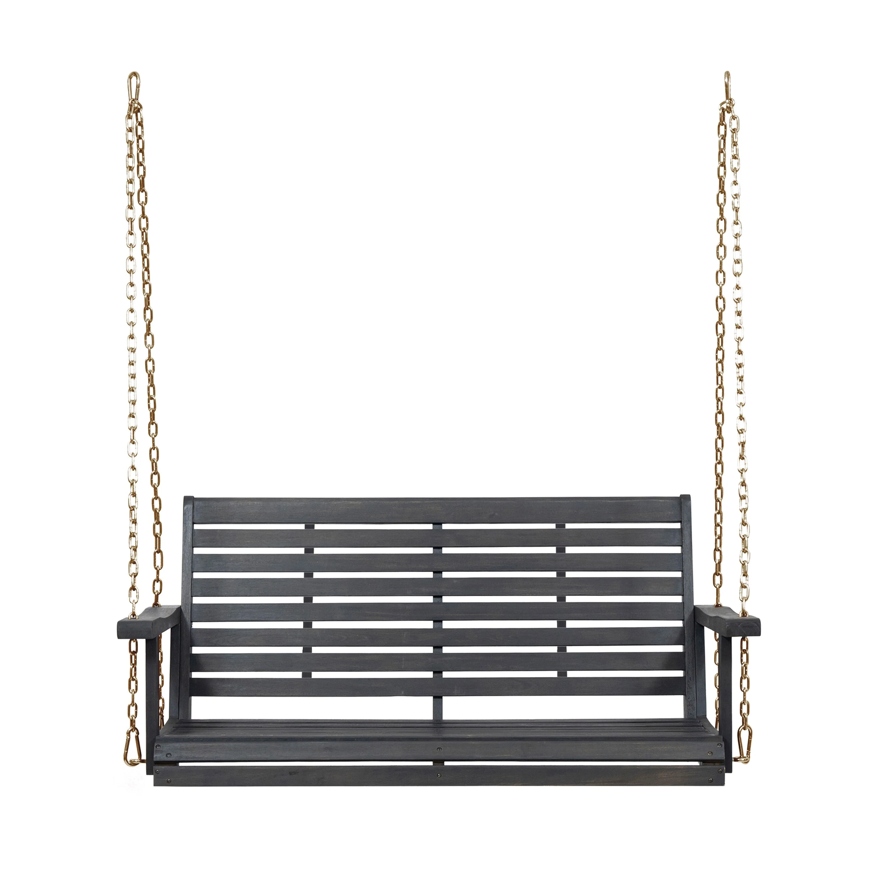 Tasmania Acacia Wood Porch Swing - 50 Dark Grey Outdoor Swing with 800lb Capacity