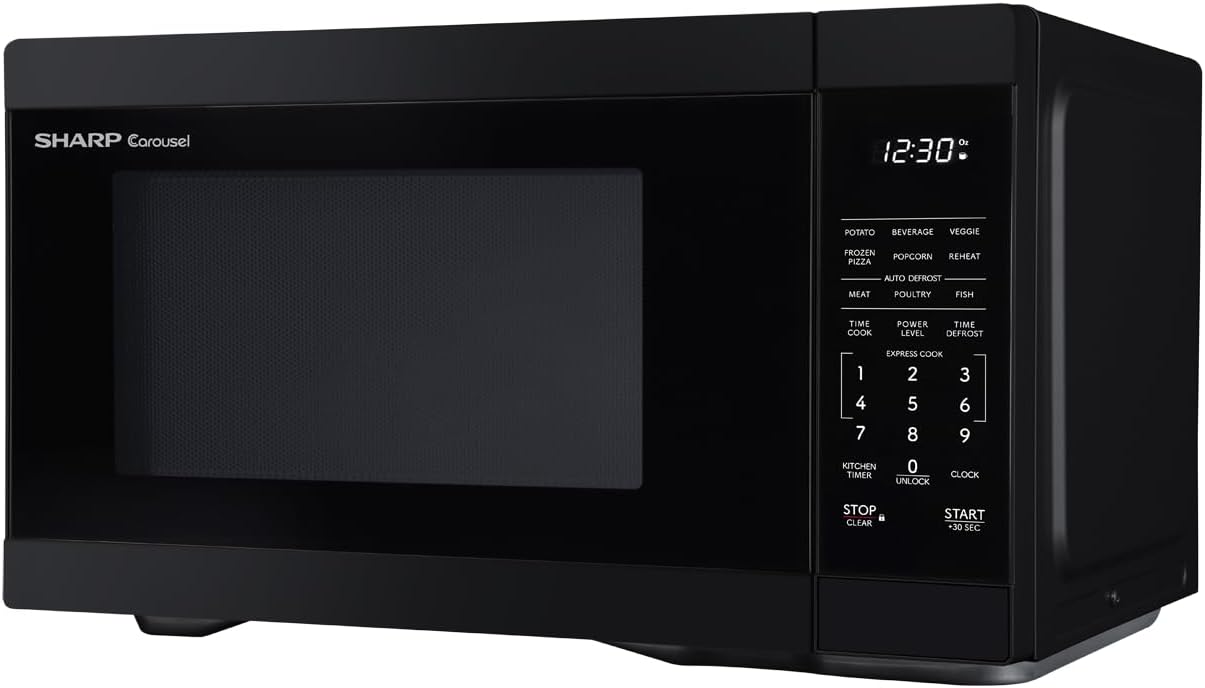 SHARP Countertop Microwave Oven with Removable 12.4 Carousel Turntable, 1000 Watt, 1.1 Cubic Feet, Black