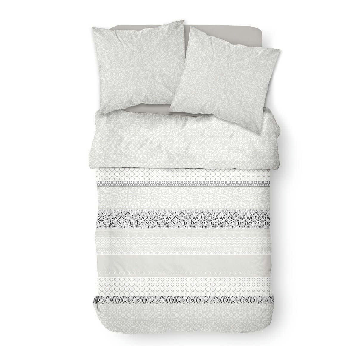 SUNSHINE - Parure de lit 2 personnes imprimé floral en Coton Beige 220x240 cm