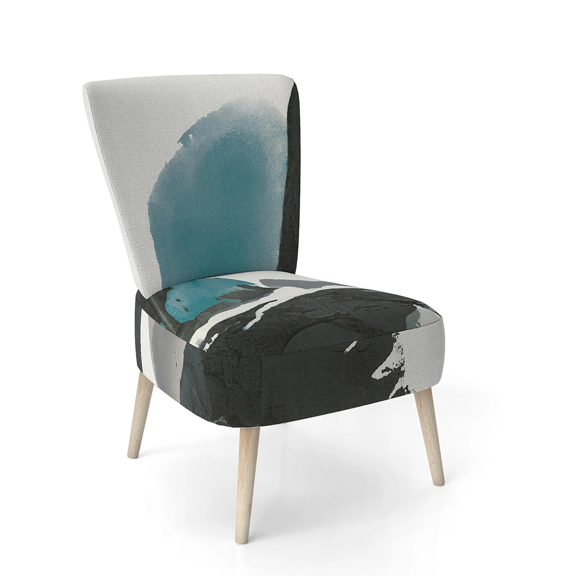 Designart Geometric Black And Teal IV Upholstered Modern Accent Chair - Arm Chair