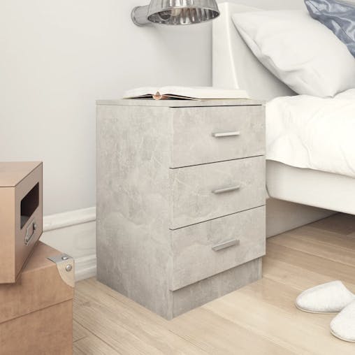 NNEVL Bedside Cabinets 2 pcs Concrete Grey 38x35x56 cm Chipboard