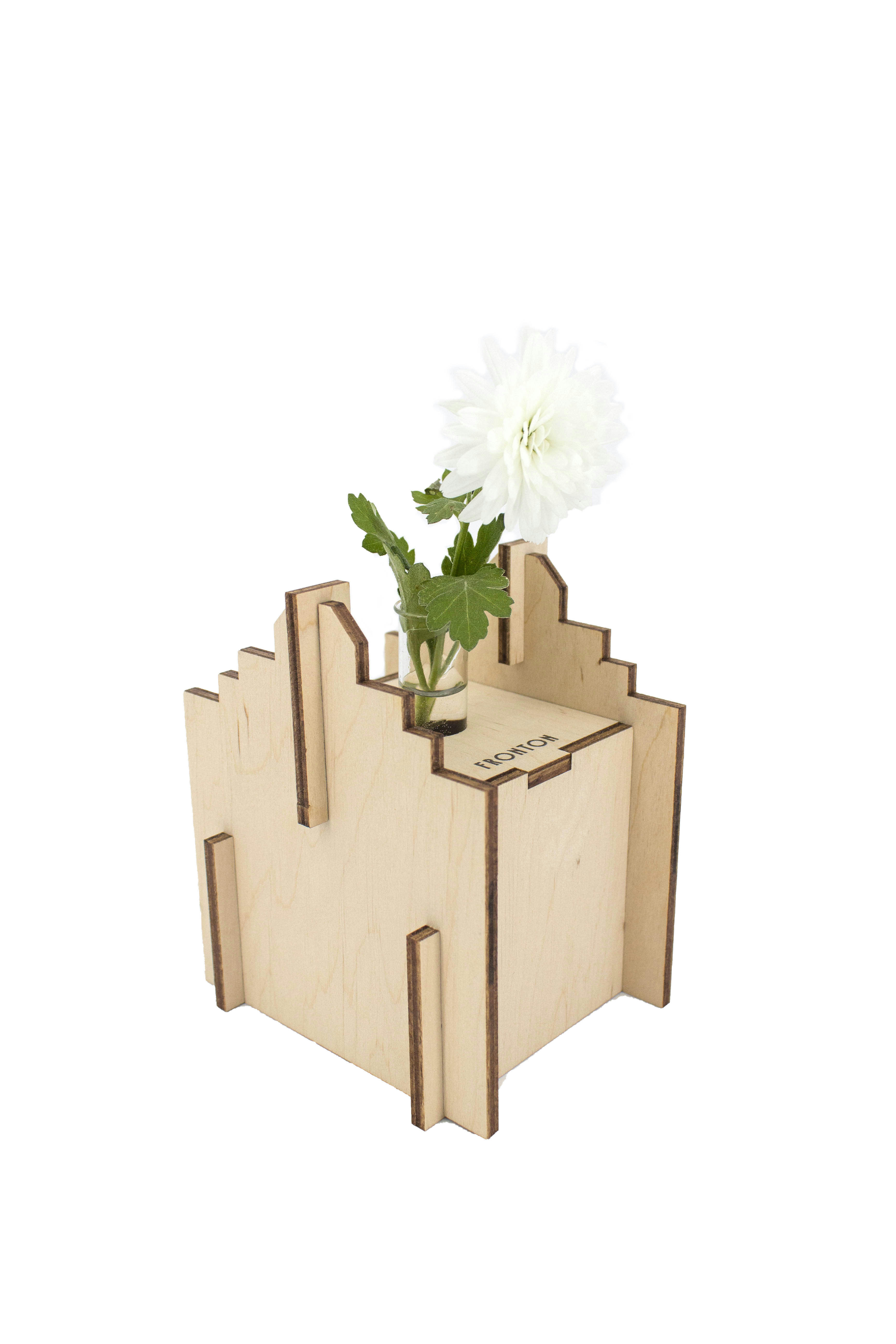 FRONTON - Vase en bois de bouleau à monter et éprouvette en verre