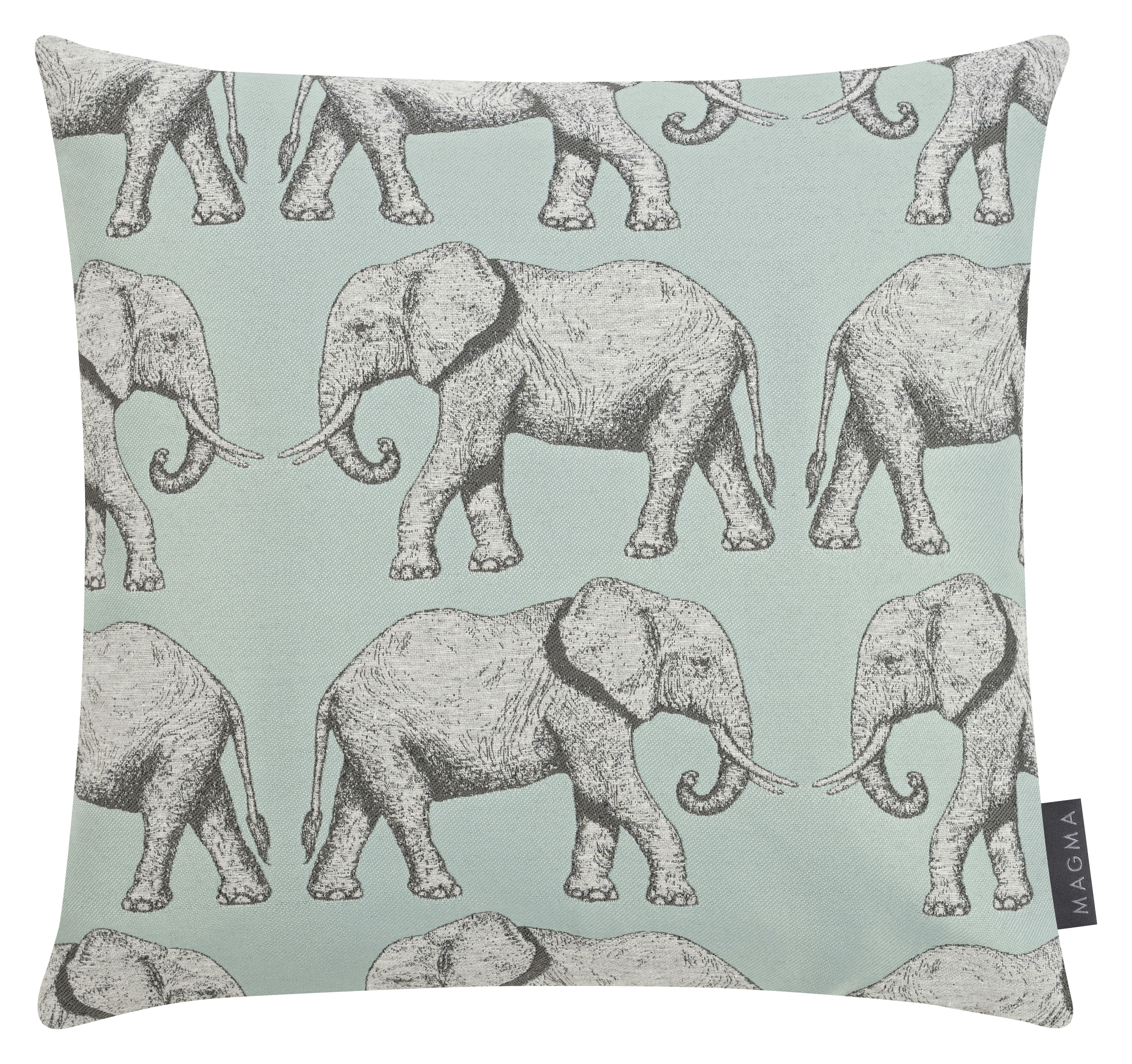 MOMBASA - Housses de coussin jacquard éléphants vert jade 40x40 - Lot de 2