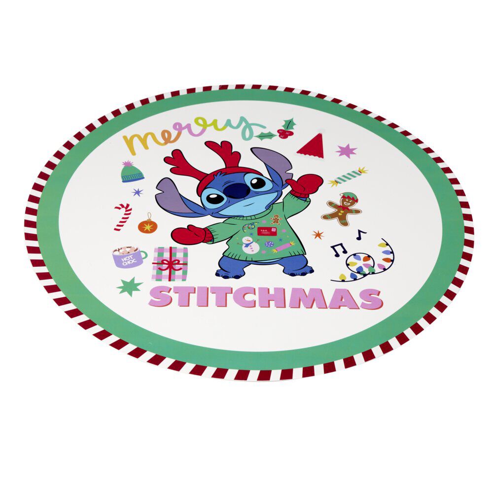 Set de table No&euml;l Disney Stitch rond Merry Stitchmas Ø38cm