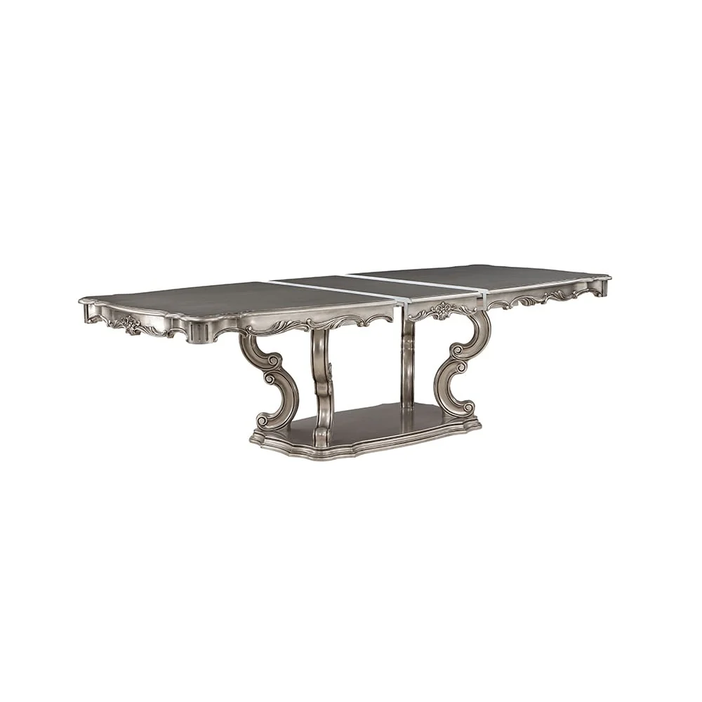 Acme Ariadne Dining Table W/Pedestal, Antique Platinum