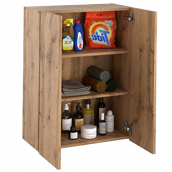 Armoire murale Chêne Wotan 60 cm - Meuble haut et colonne pour salle de bain