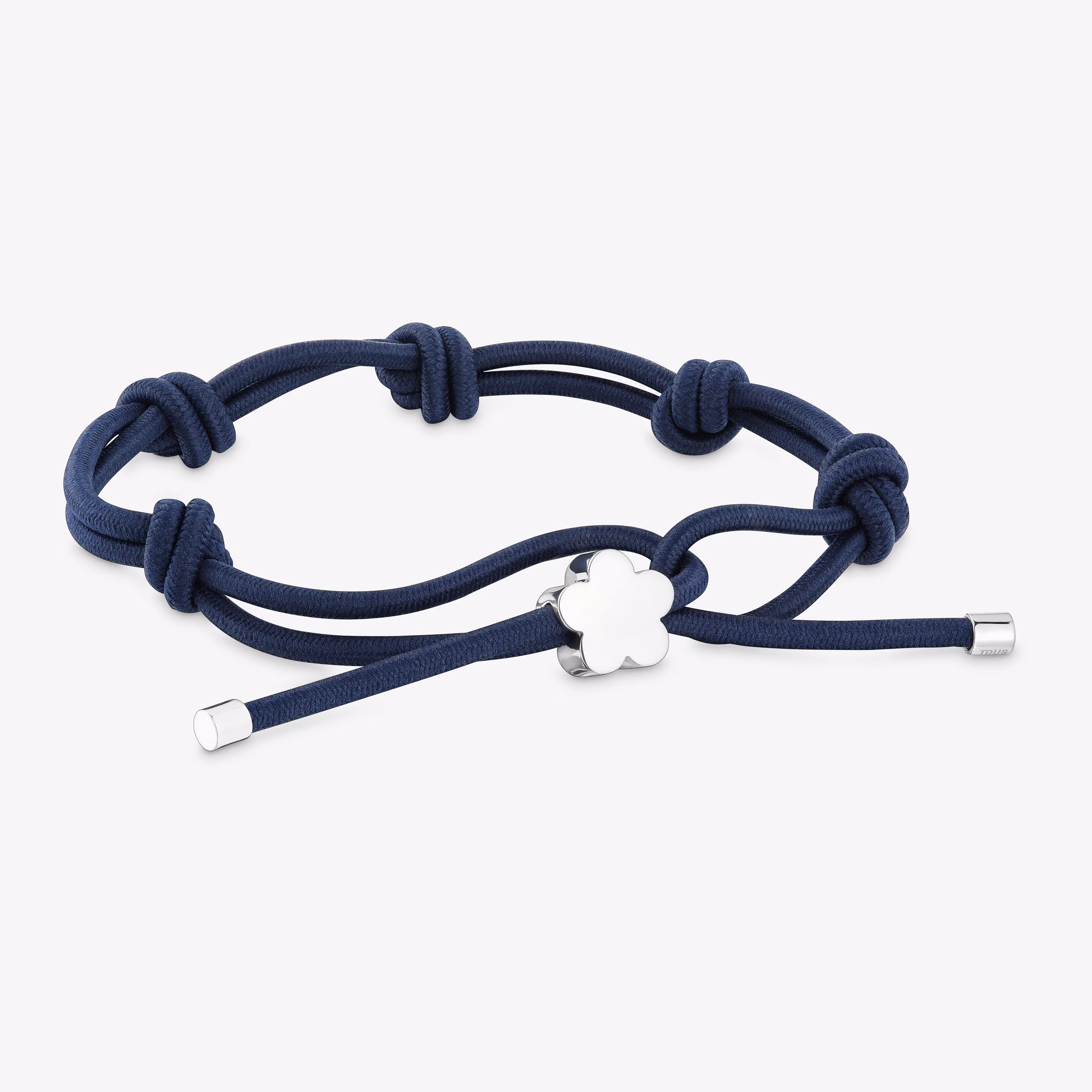 Pulsera elástica azul y flor de plata Sweet Dolls
