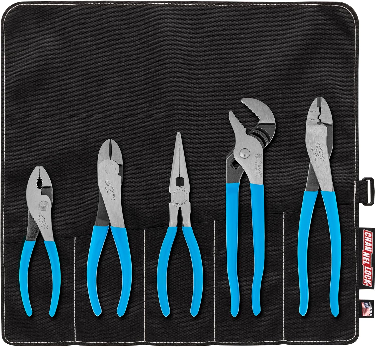 Channellock Tool Roll - 1 Technician's Plier Set with Tool Roll, 5-Piece