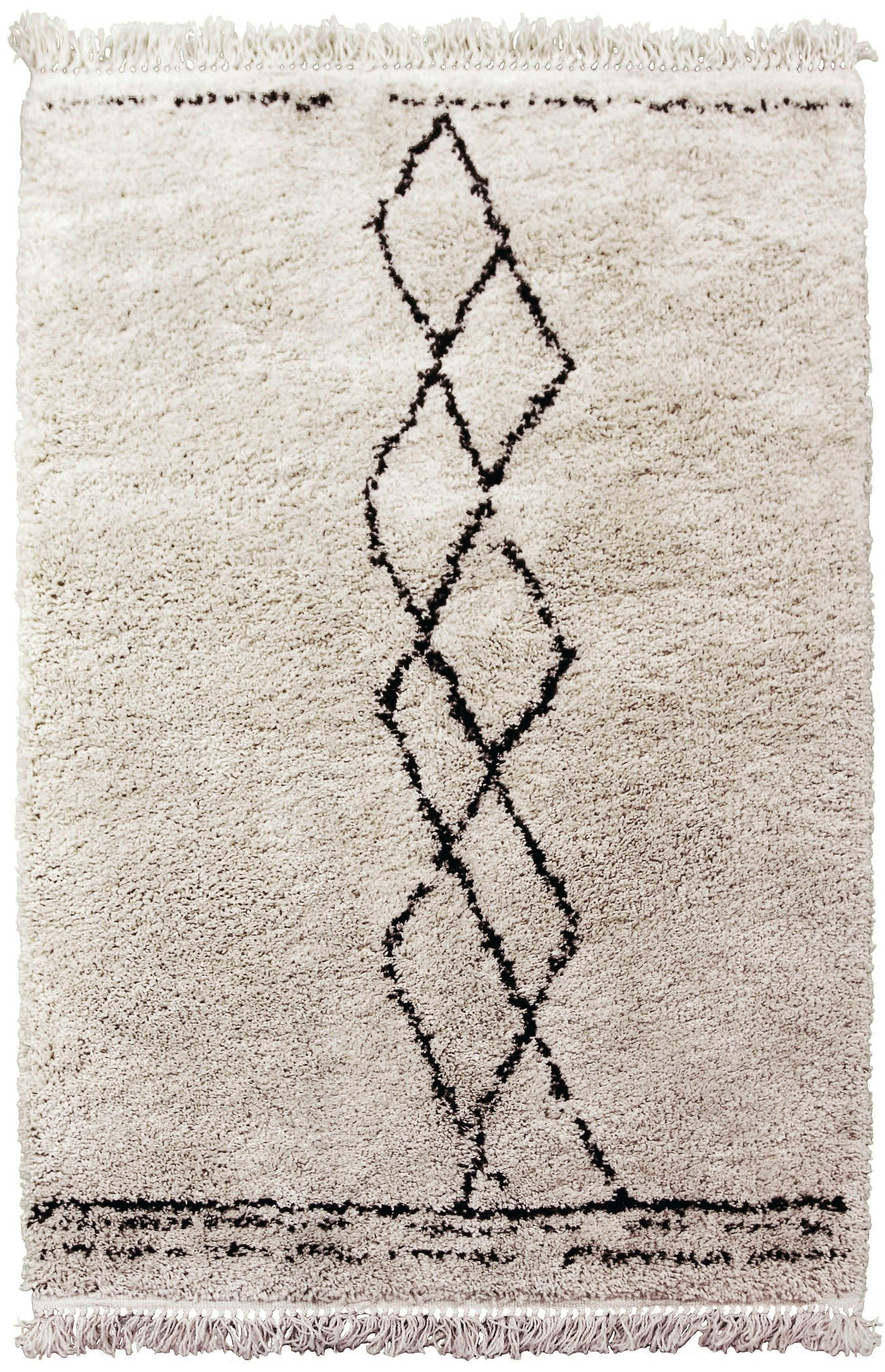 FEZ - Tapis boheme chic épais avec franges beige 160x230, OEKO-TEX®