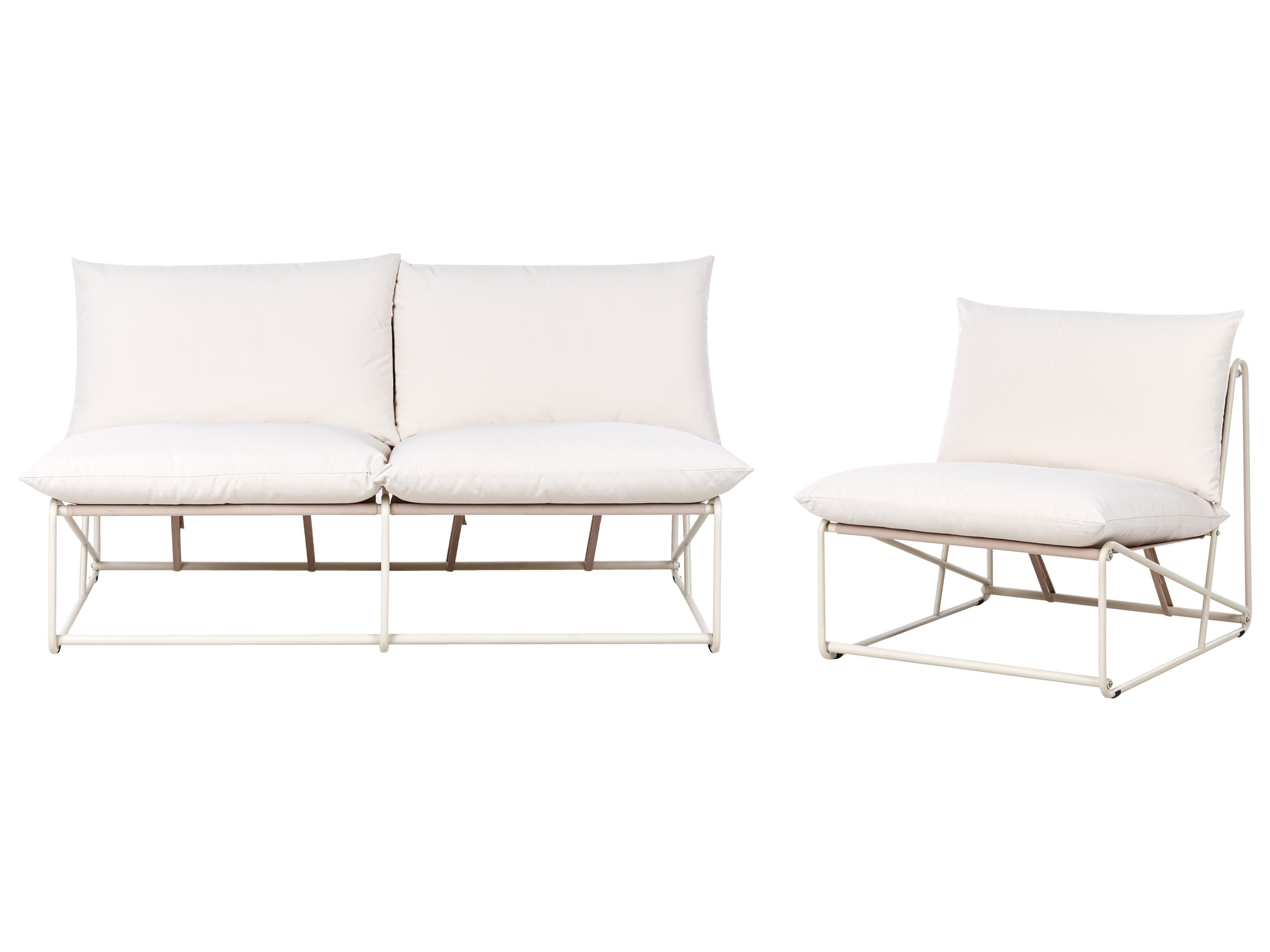 Garden Sofa Set 3 Seater PICO Metal Light Beige