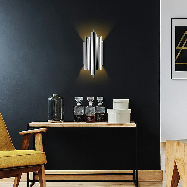 Applique design argent, structure graphique H. 50 cm SFAX