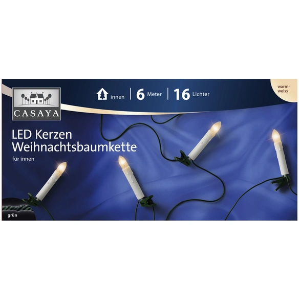 Lichterkette »Kerzen«, 16 Lichter, weiß