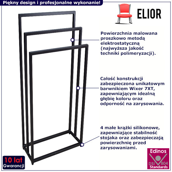 Czarny stojący wieszak na ręczniki 45 cm - Mavian
