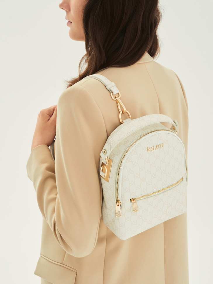 Ladies’ white and beige backpack 2-in-1