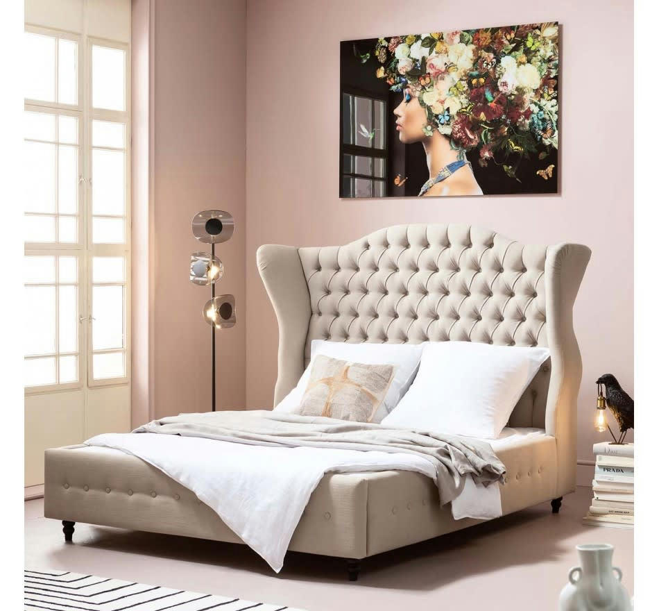 CITY SPIRIT - Lit 160x200 en tissu beige