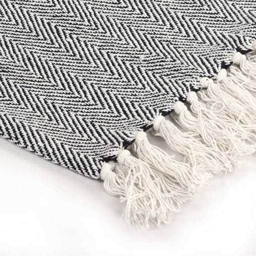 NNEVL Throw Cotton Herringbone 125x150 cm Navy Blue