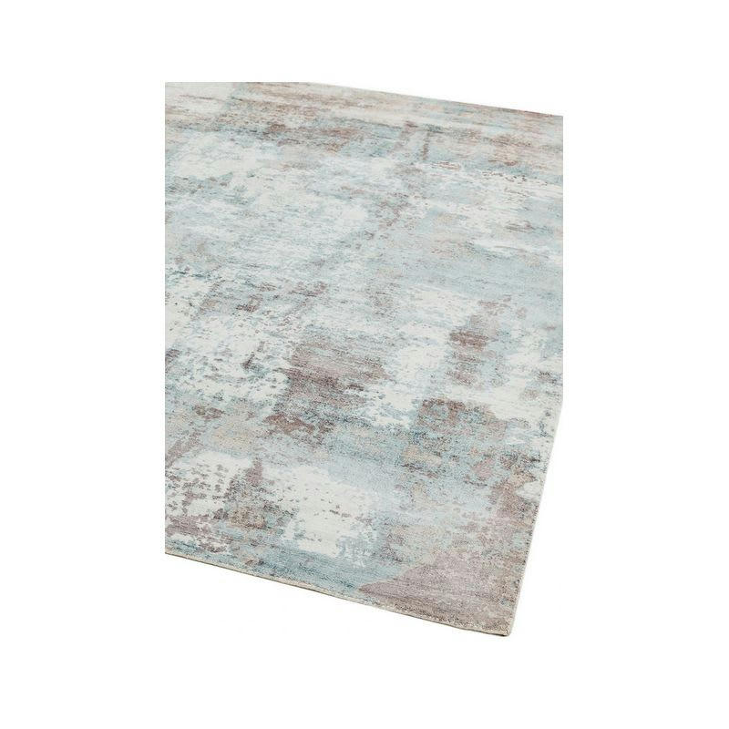 BERCY - Tapis de salon moderne  viscose tissé main azur 160 x 230