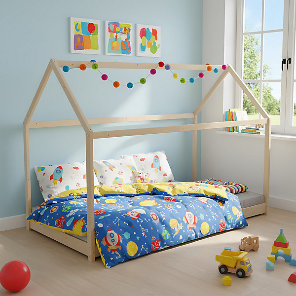 Lit cabane PANDA 90x190   1 sommier / Naturel