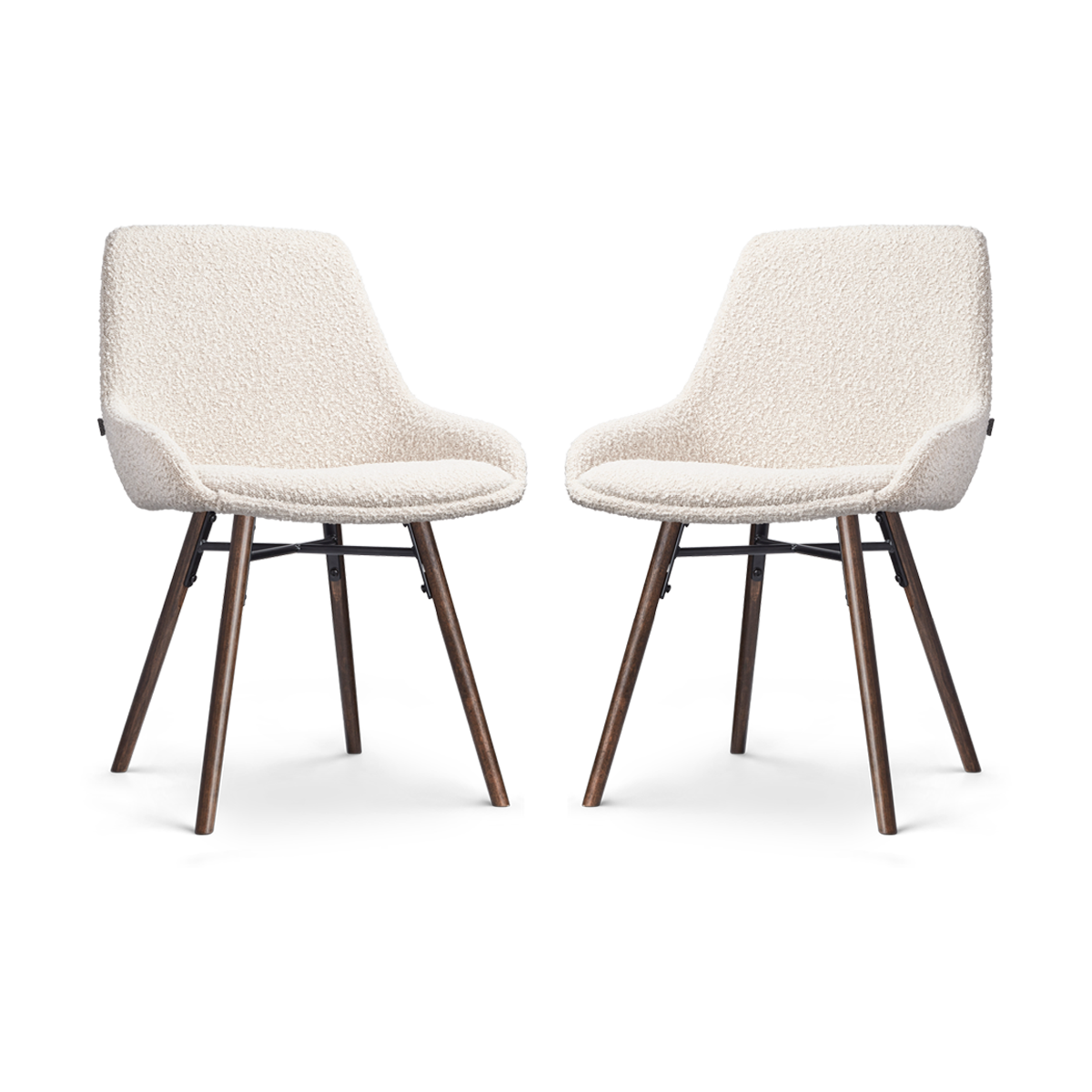 Nolon Nena-Isa Eetkamerstoelen Set van 2 - Bouclé Beige - Walnoot