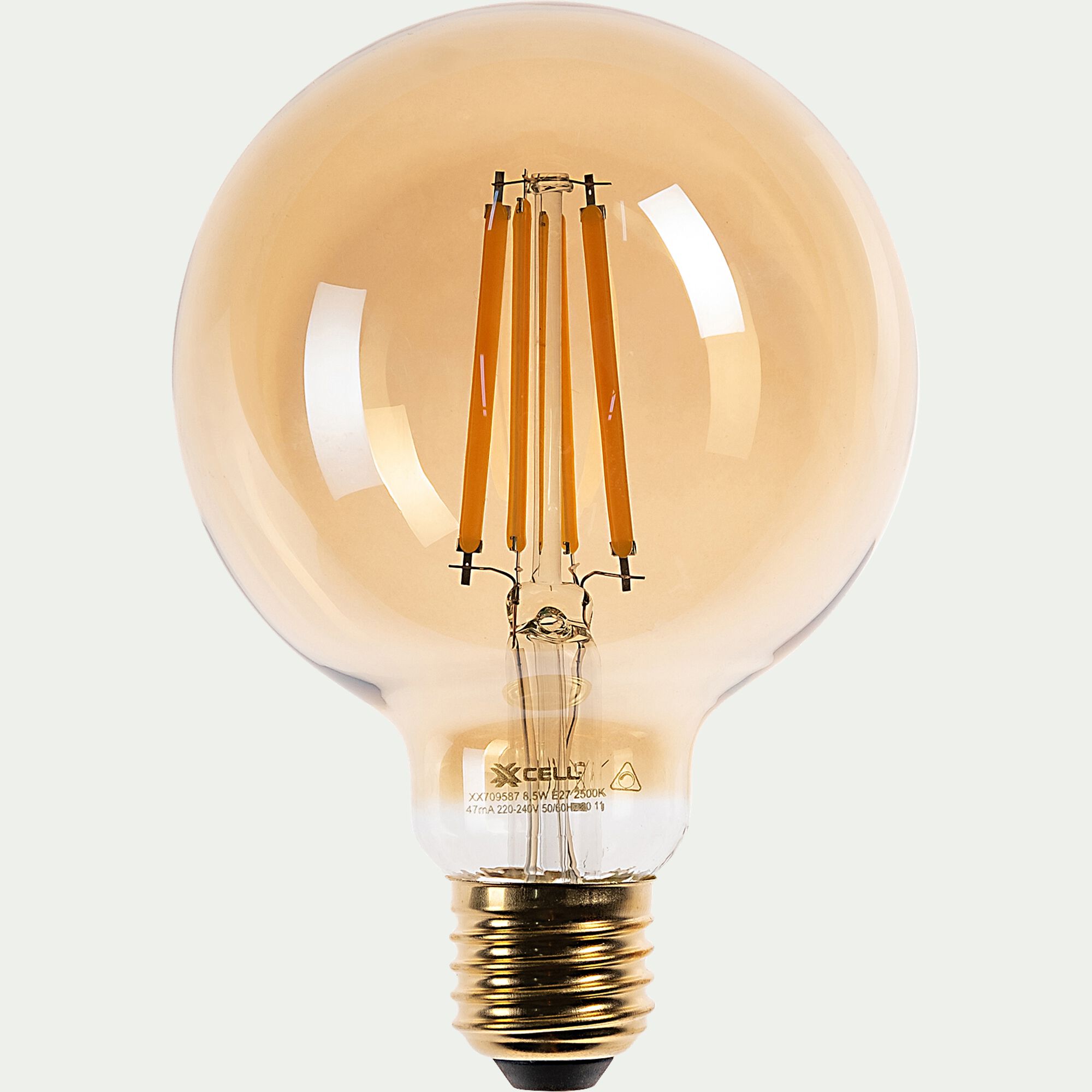 GLOBE - Ampoule LED déco à filament globe lumière chaude - ambre D9,5cm