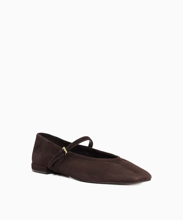 Hearthrob Brown - Leather Pointed Toe Mary Jane Ballet Flats