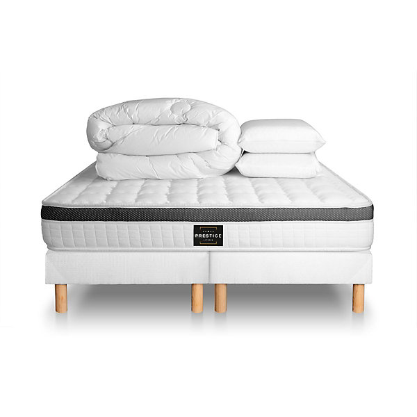 Pack sommier tapissier matelasMémoire de forme avec couette et oreillers
