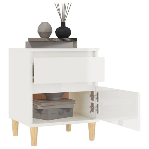 NNEVL Bedside Cabinet High Gloss White 40x35x50 cm
