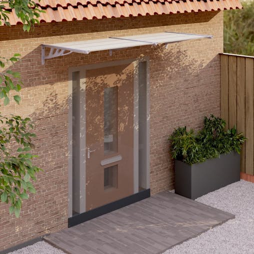 NNEVL Door Canopy Grey and Transparent 239x90 cm Polycarbonate