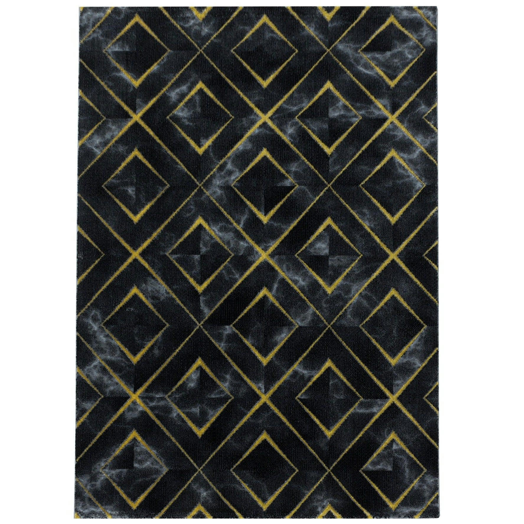 LOSA - Tapis marbre à losanges marbre noir et or 120x170cm
