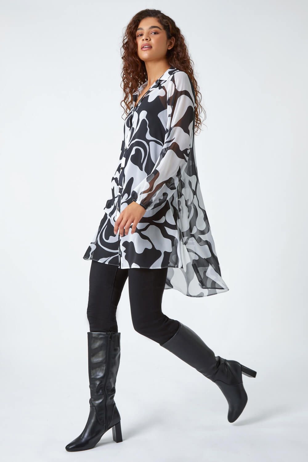 Roman Abstract Print Longline Blouse