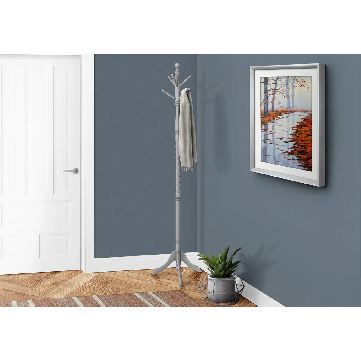 Coat Rack, Hall Tree, Free Standing, 6 Hooks, Entryway, 72 High, Bedroom, Wood, Contemporary, Modern