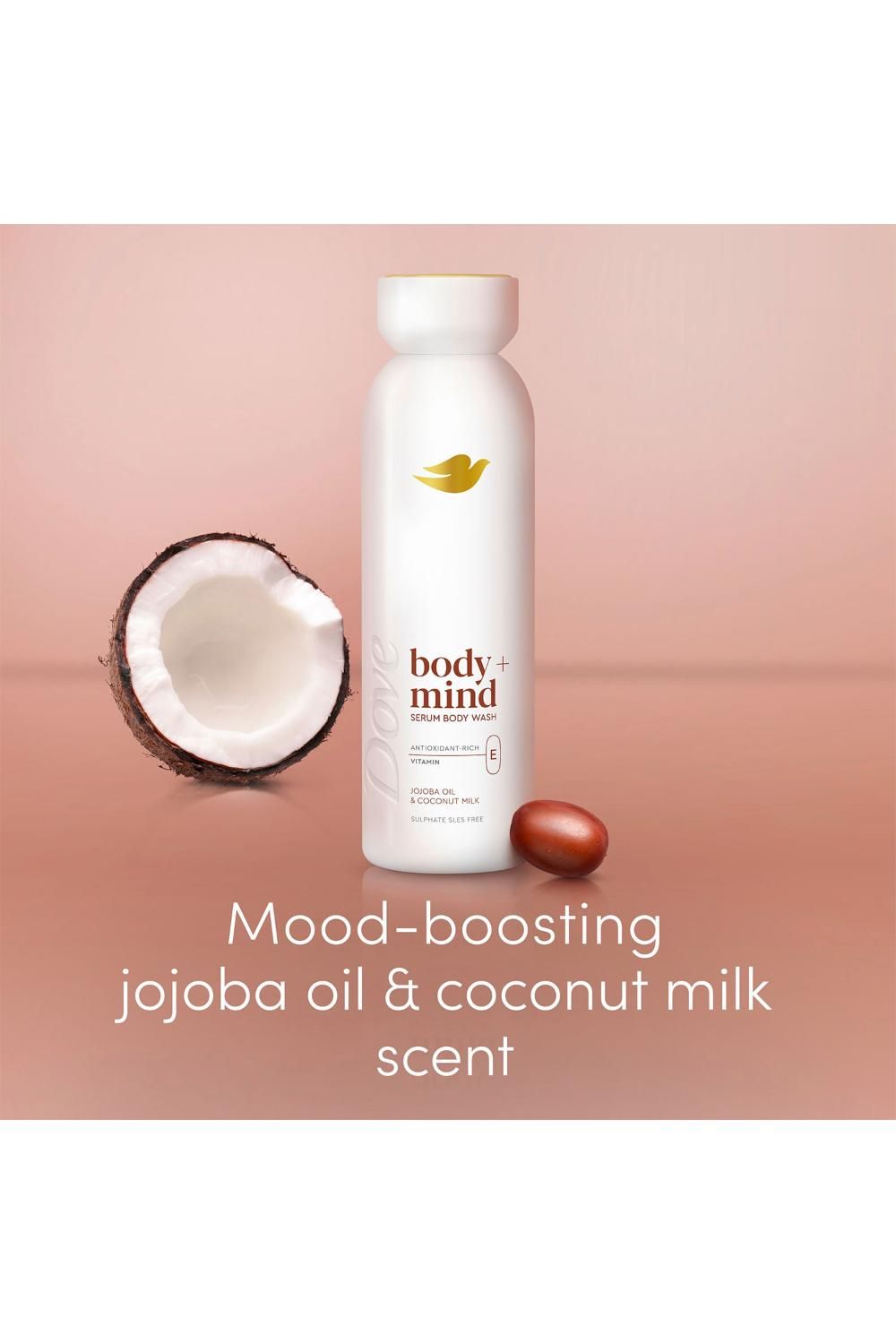 Dove Body   Mind Jojoba Oil & Coconut Milk Serum Body Wash 350ml, 6 pk