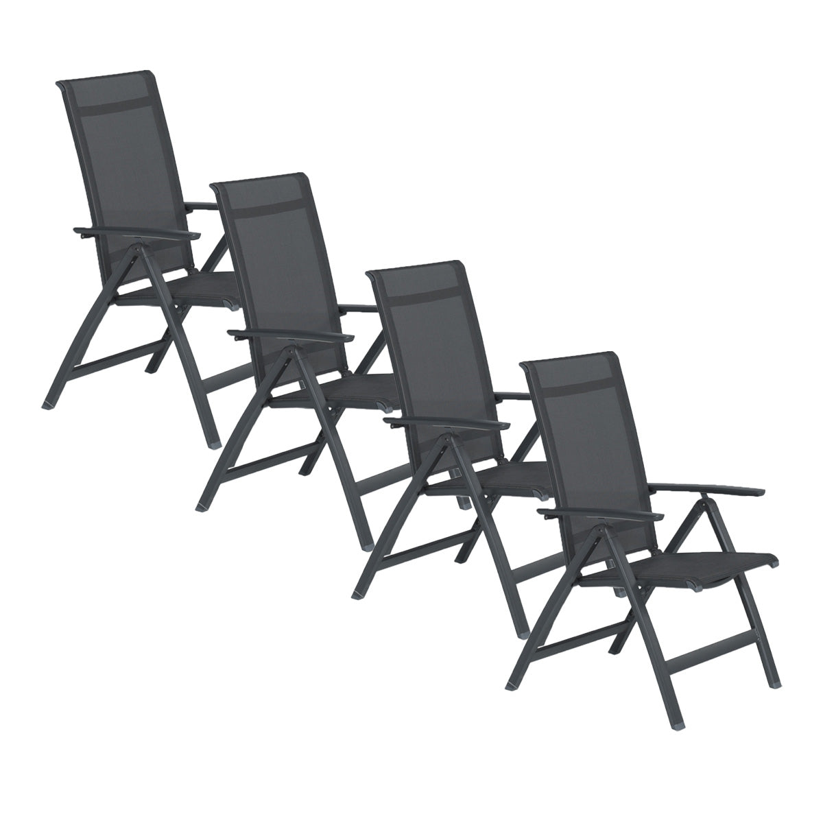 Taste by 4 Seasons tuinstoel Santana donker grijs - verstelbaar - 4 stuks