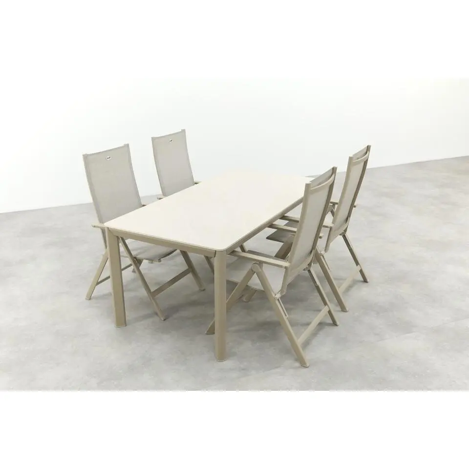 Hartman Napoli/Kyra verstelbare tuinset voor 4 personen 180x90 cm. - Latte