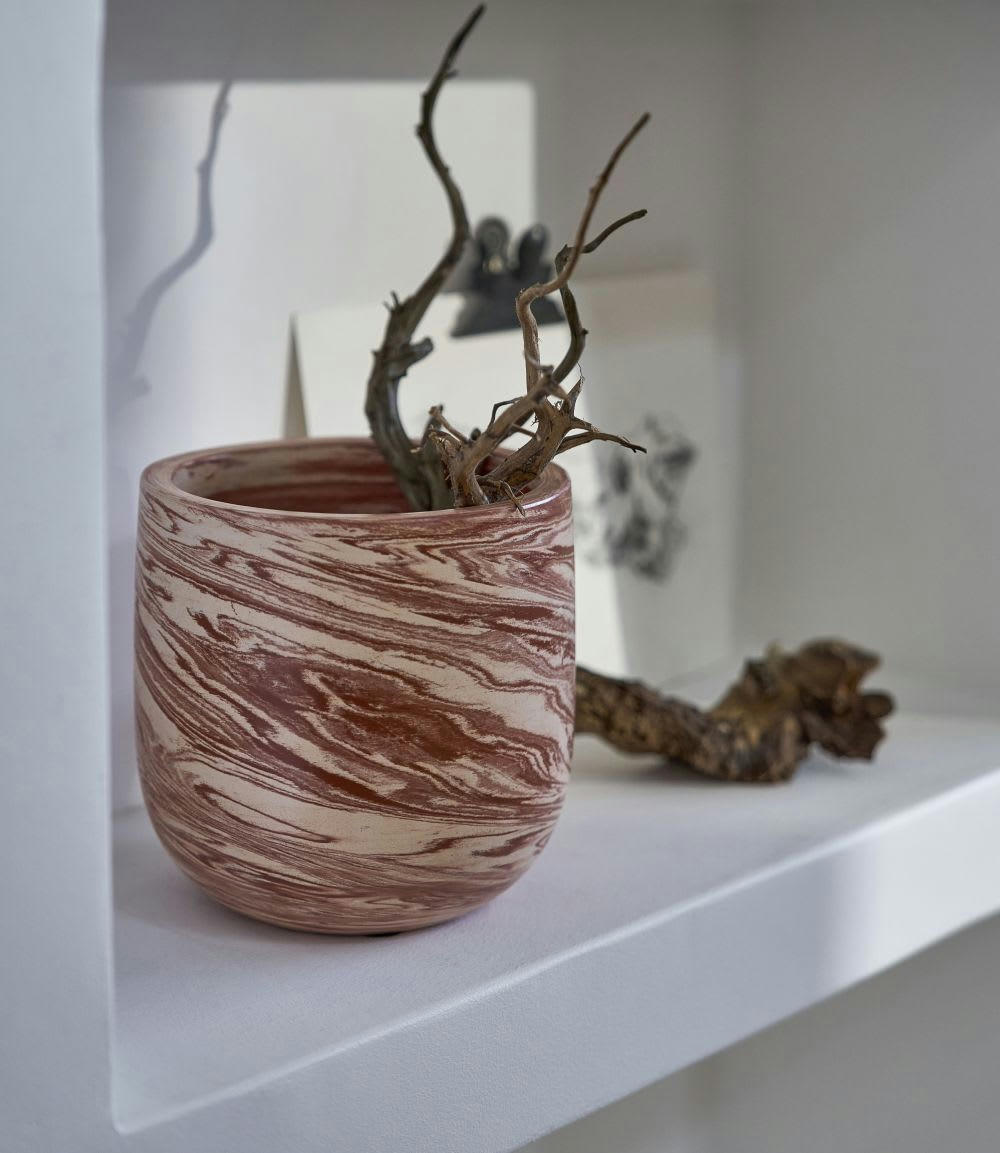 HANNAH - Cache-pot en terre cuite terracotta et beige H10