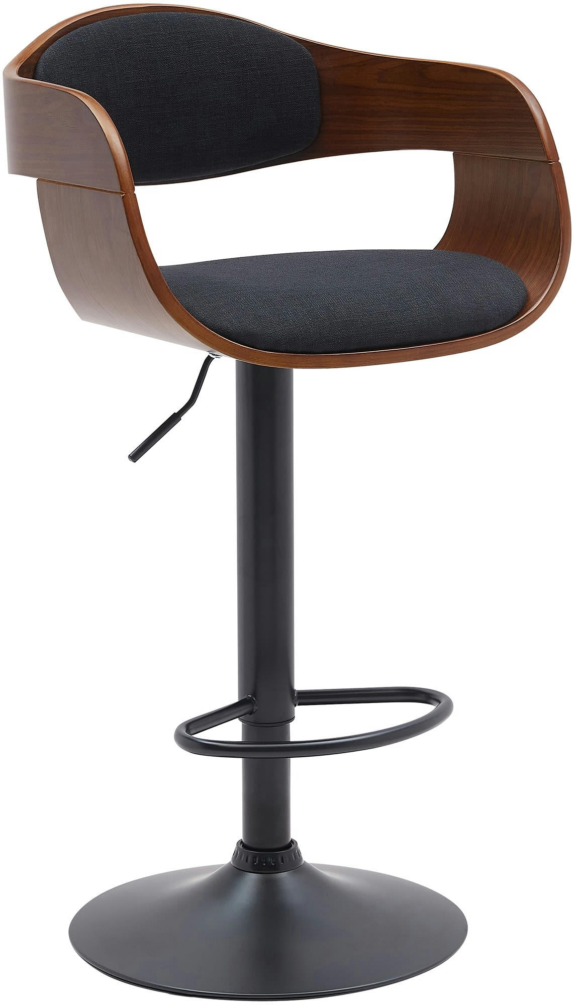 KINGSTON - Tabouret de bar ajustable pivotant tissu Noyer / Noir
