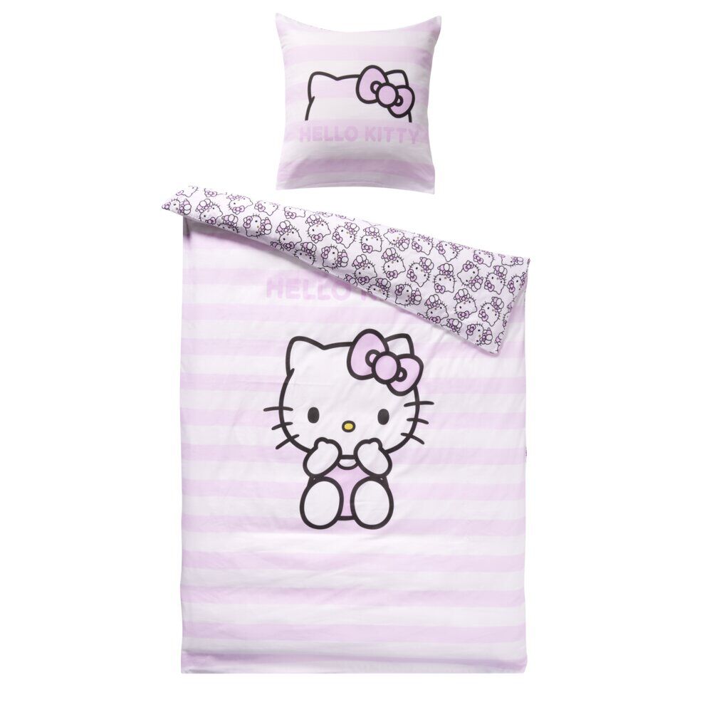 Parure de lit 1 personne Hello Kitty polycoton rose 140x200cm
