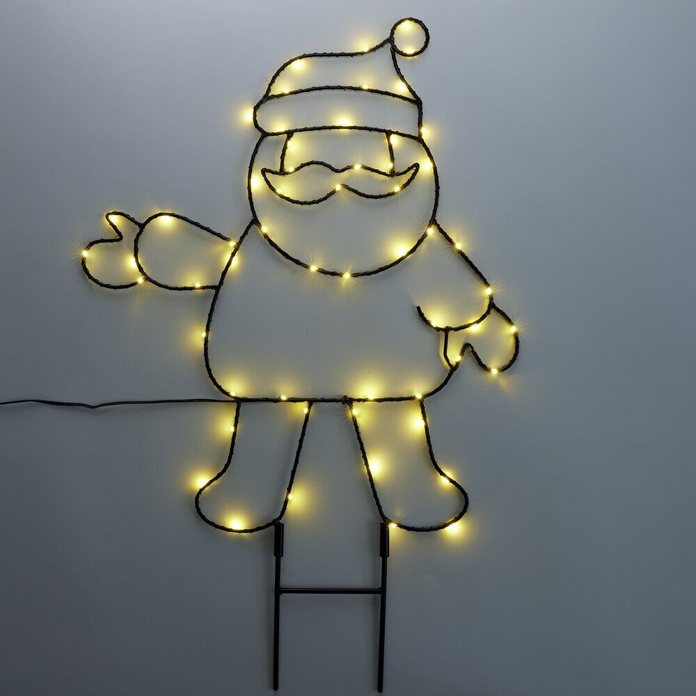 Père No&euml;l à planter lumineux 56LED métal H61cm