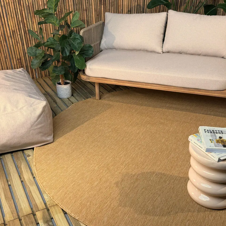 Interieur05 rond buitenkleed geel/okergeel Tone - 240 x 240 cm