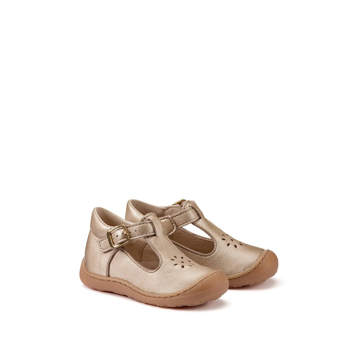 Ballerines dorées en cuir