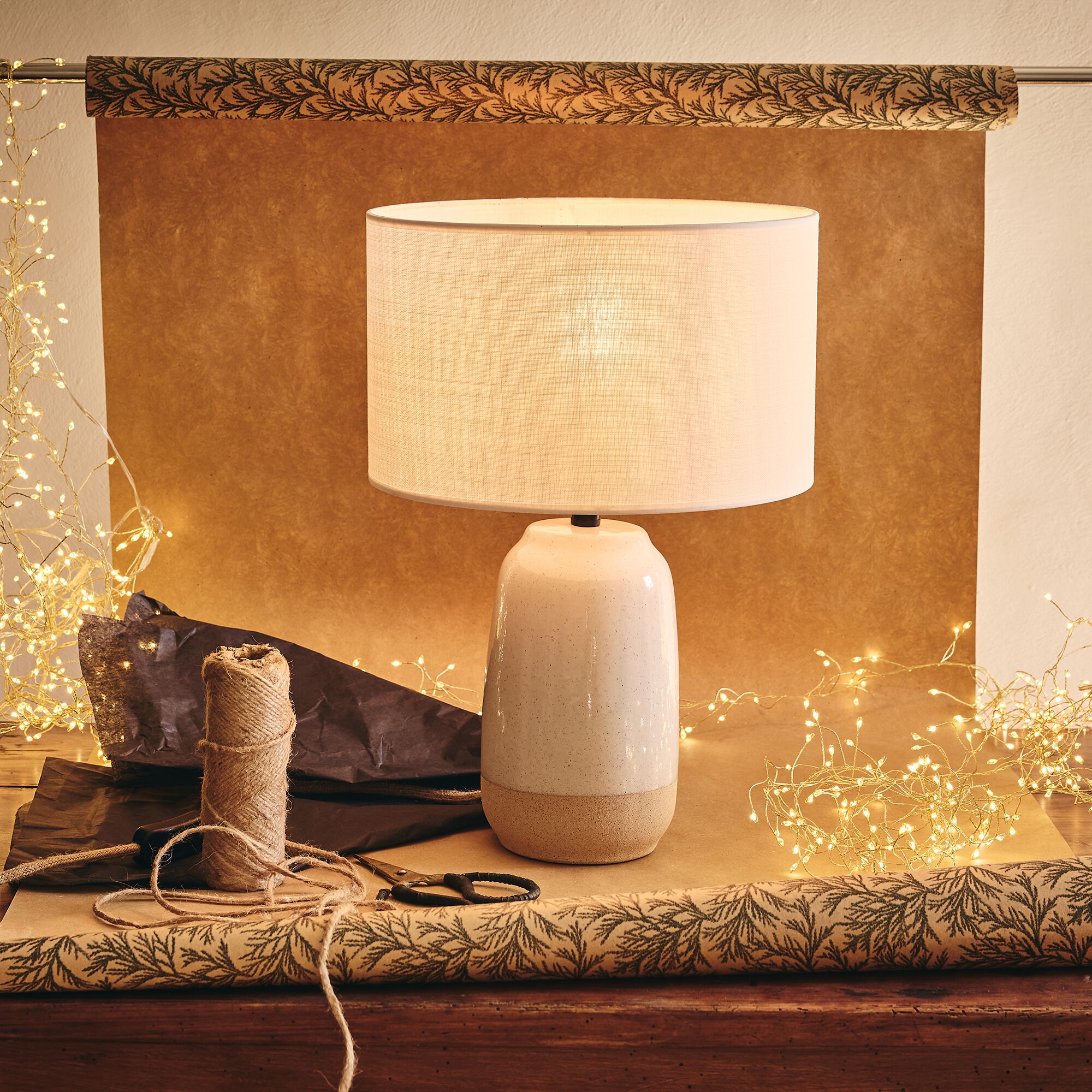 YOURI - Pied de lampe électrifié en grès D13cm - blanc