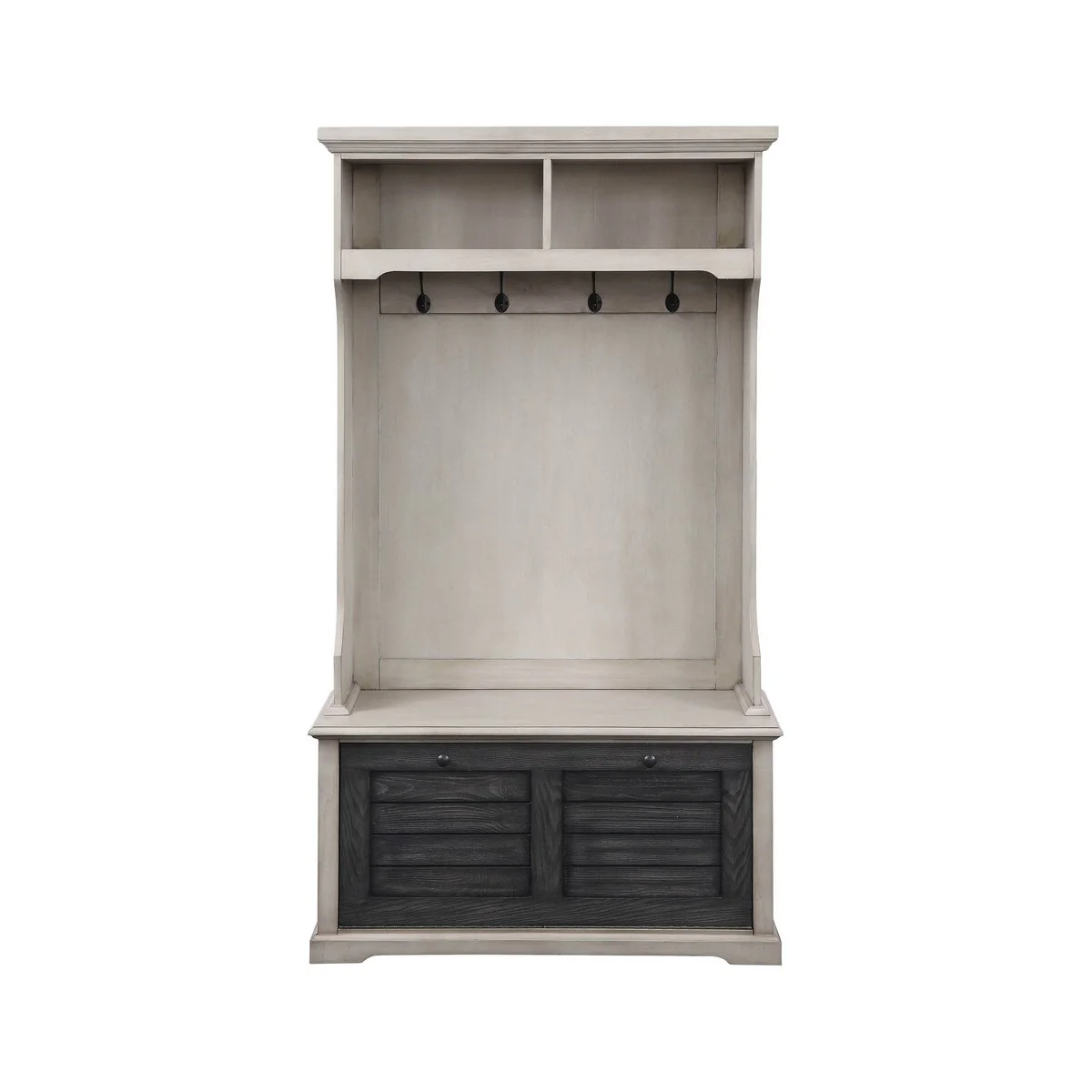 ACME Shermie Hall Tree in Antique White and Dark Gray