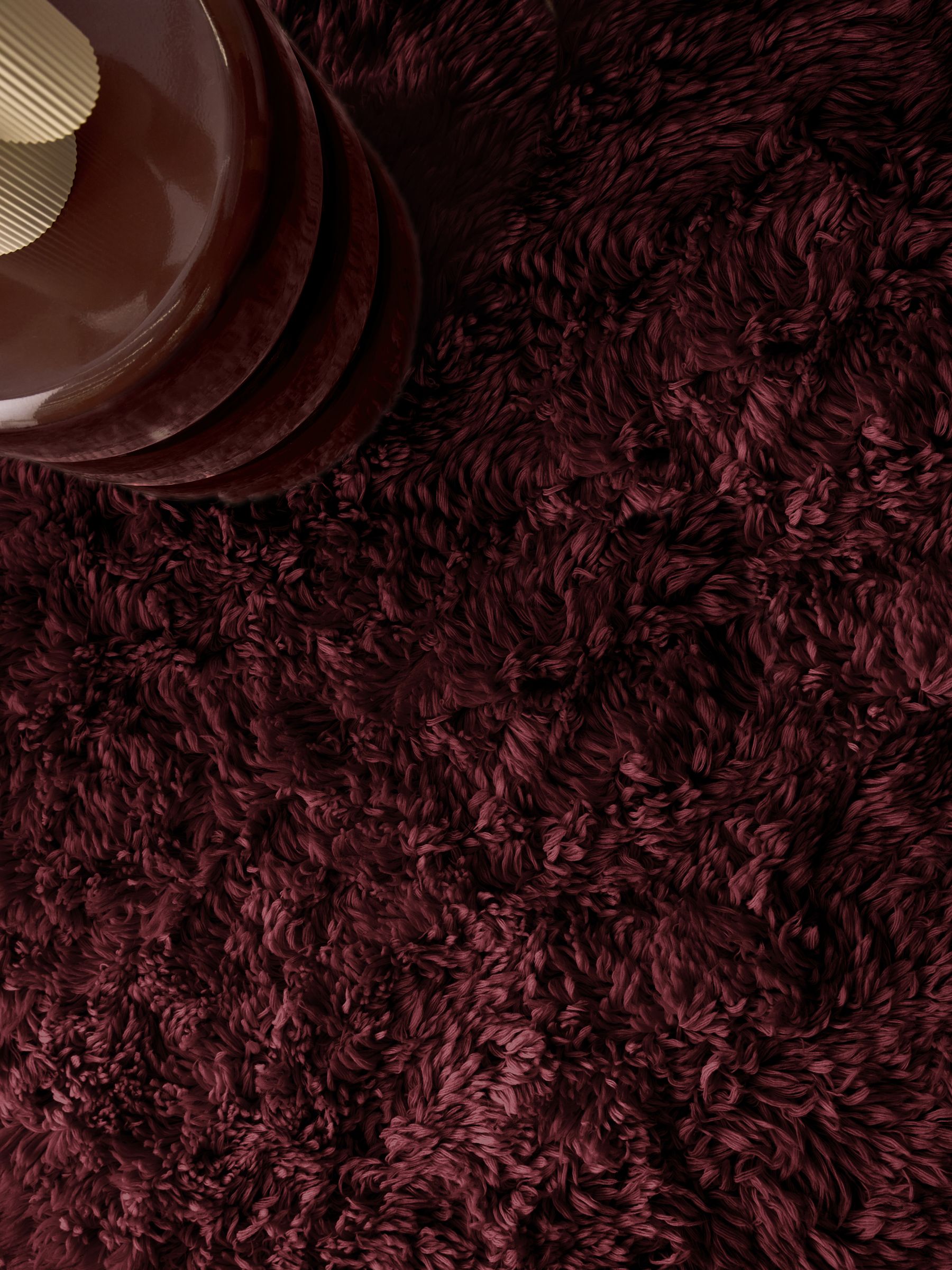 Burgundy Dala Shaggy Berber Wool Tufted Rug