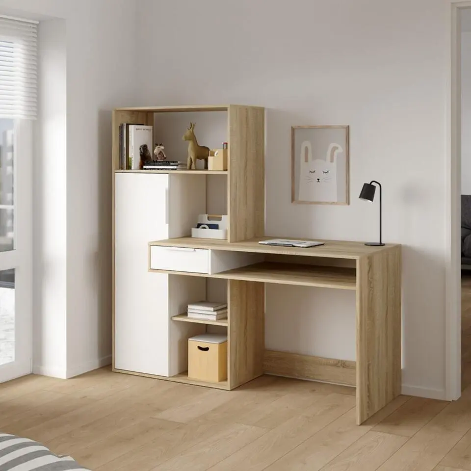 Bureau Wit/Naturel - 160x60x155cm - Function Plus
