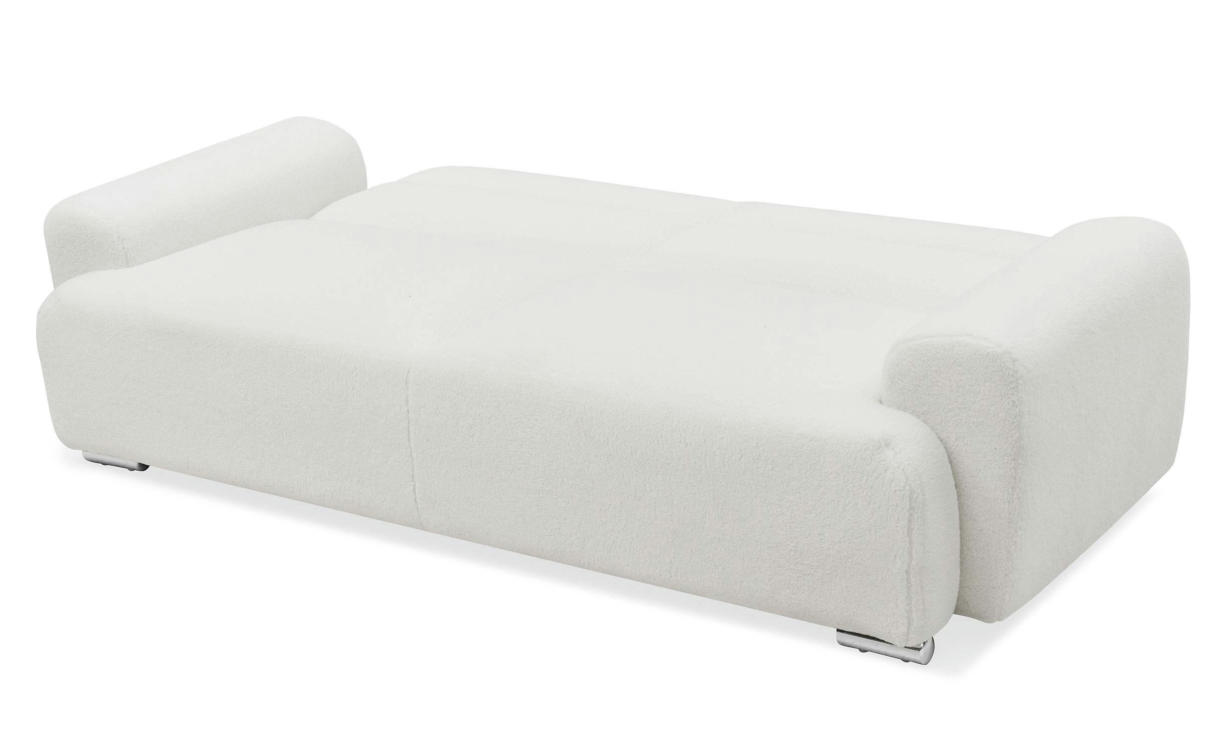 LUCILLE - Canapé-lit clic-clac 3 places confort tissu bouclette crème