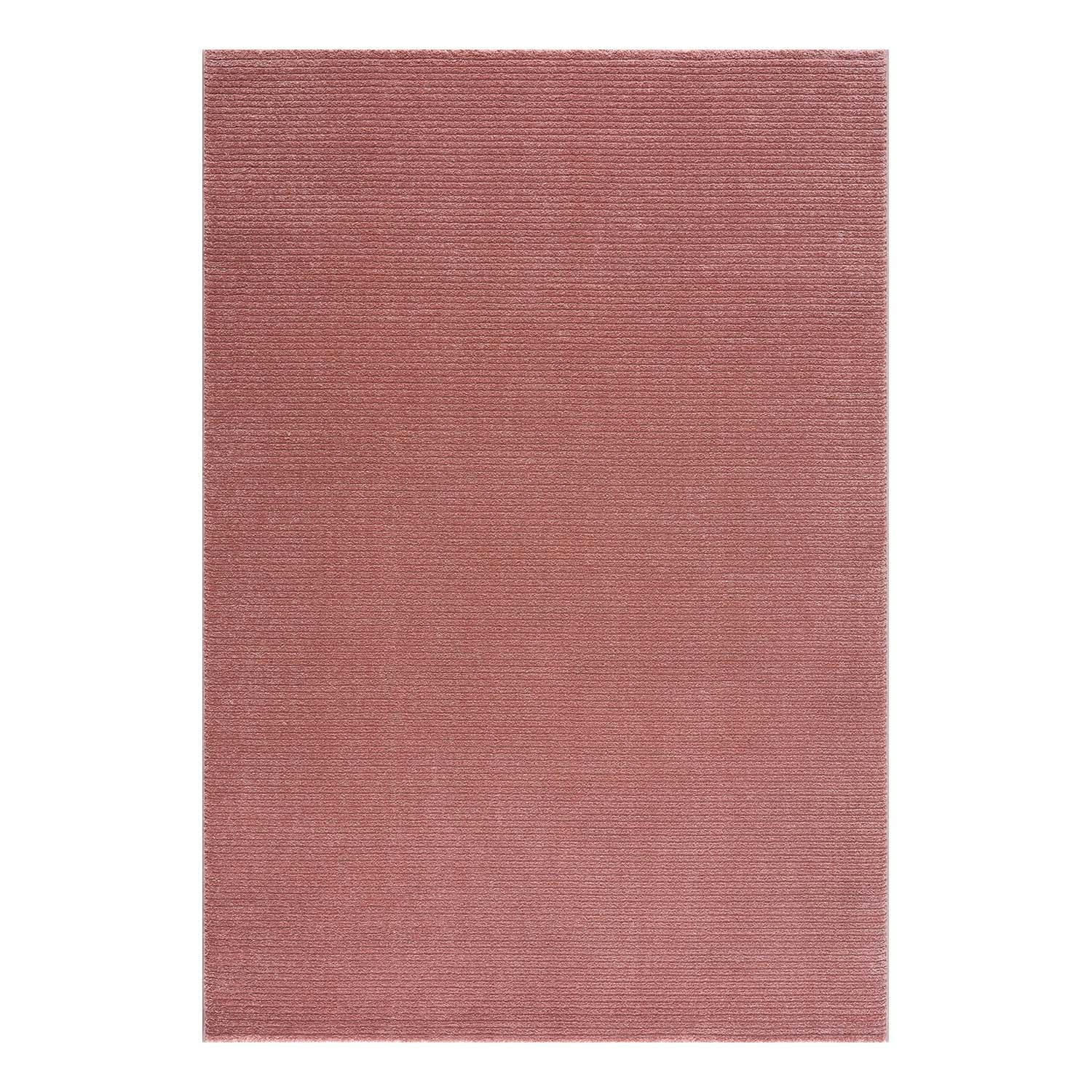 TARA - Tapis uni rose à relief linéaire 140x200cm