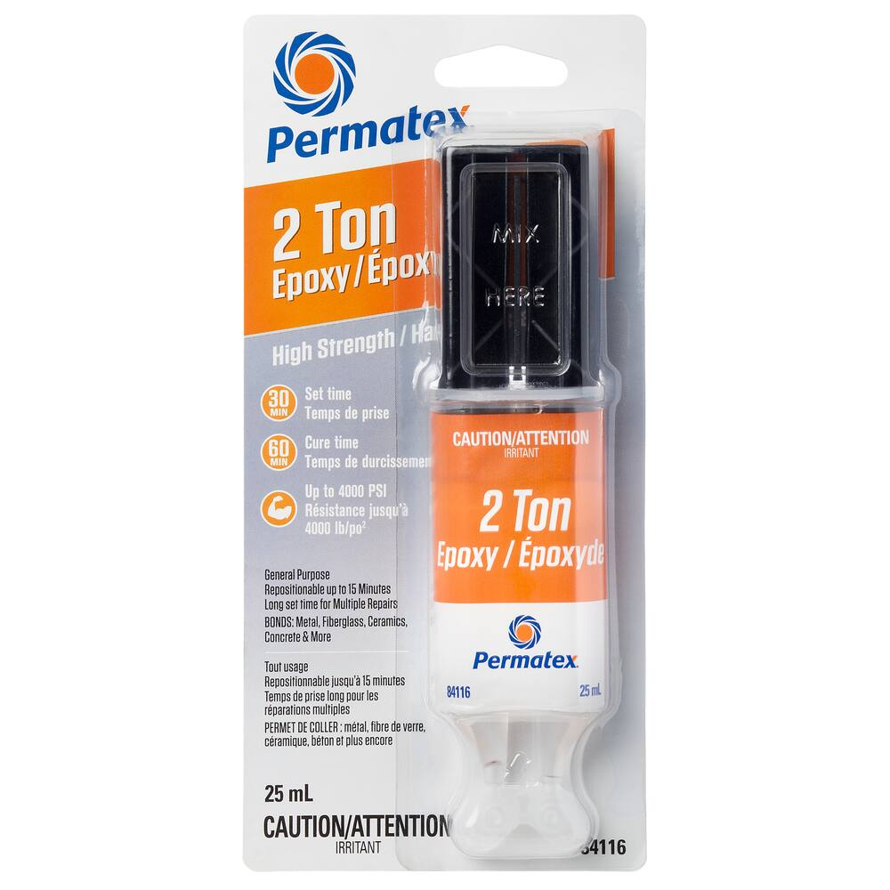 Permatex® 2-Ton High-Strength Epoxy Syringe, 25-mL